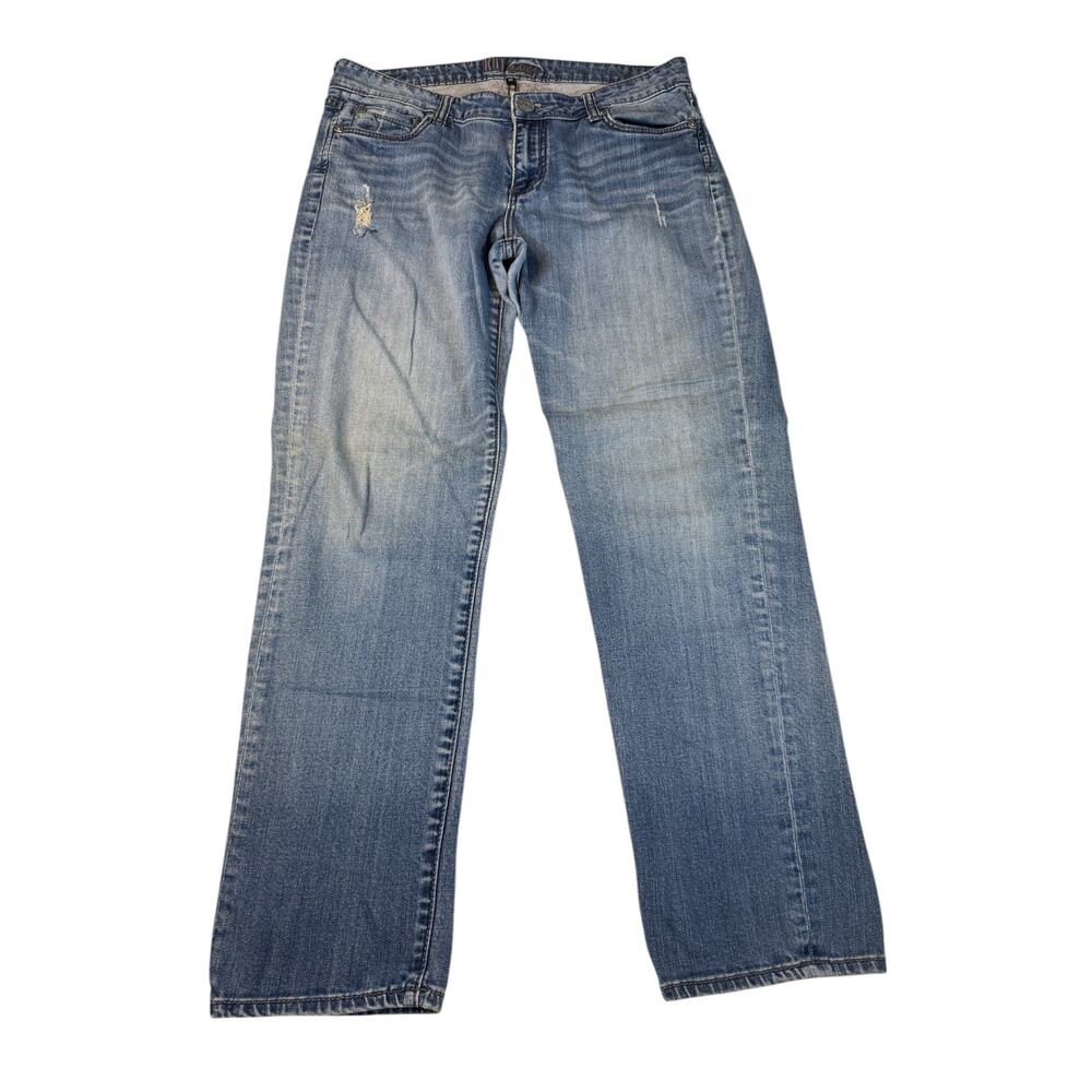 Kut From The Kloth Distressed Mid Rise Boyfriend Jeans Womens Size 10 Blue Denim - Picture 2 of 9